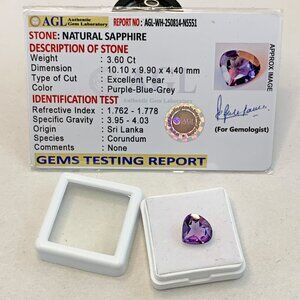 AGL Purple-Blue Sapphire Gemstone